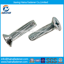 China Supplier stock stainless steel ss304 ss316 DIN7516 Cross recessed countersunk head thread cutting screws